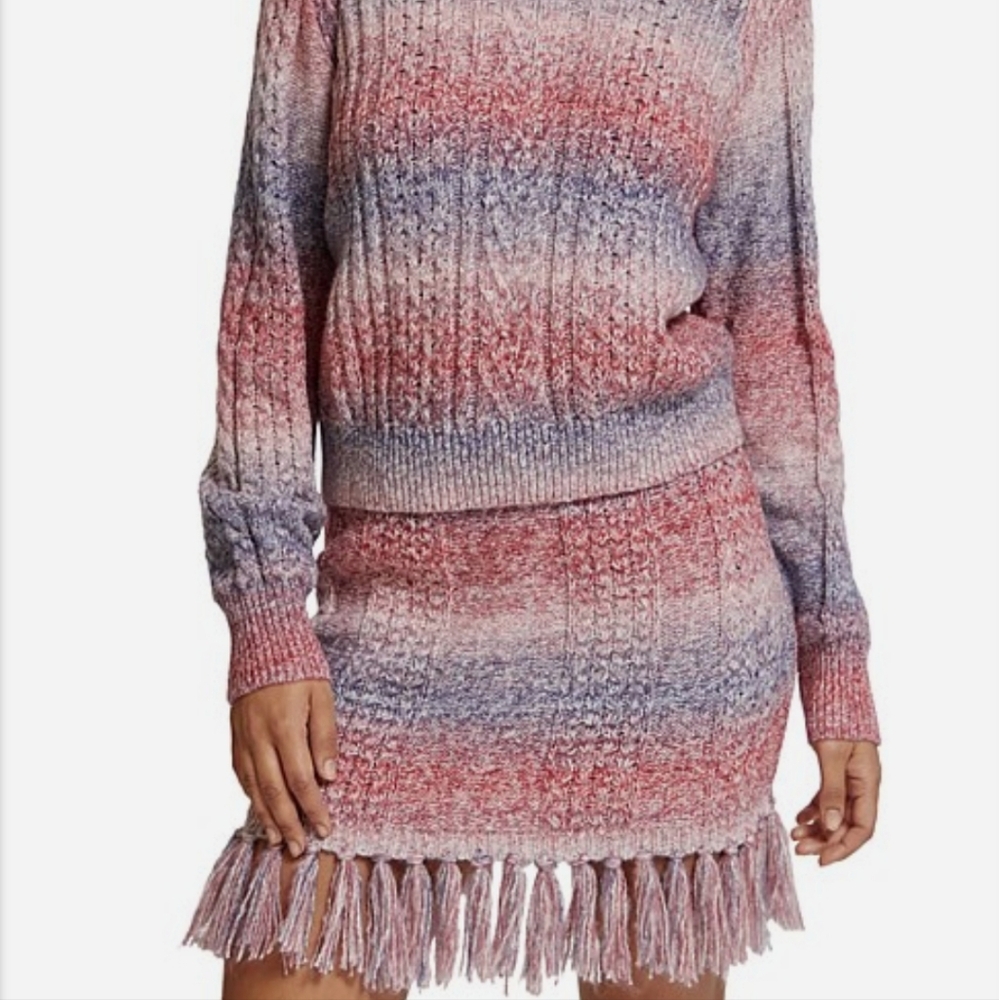 Scotch & Soda Space-Dyed Knitted Skirt   Multicolor Knit Fringe Skirt Size Small